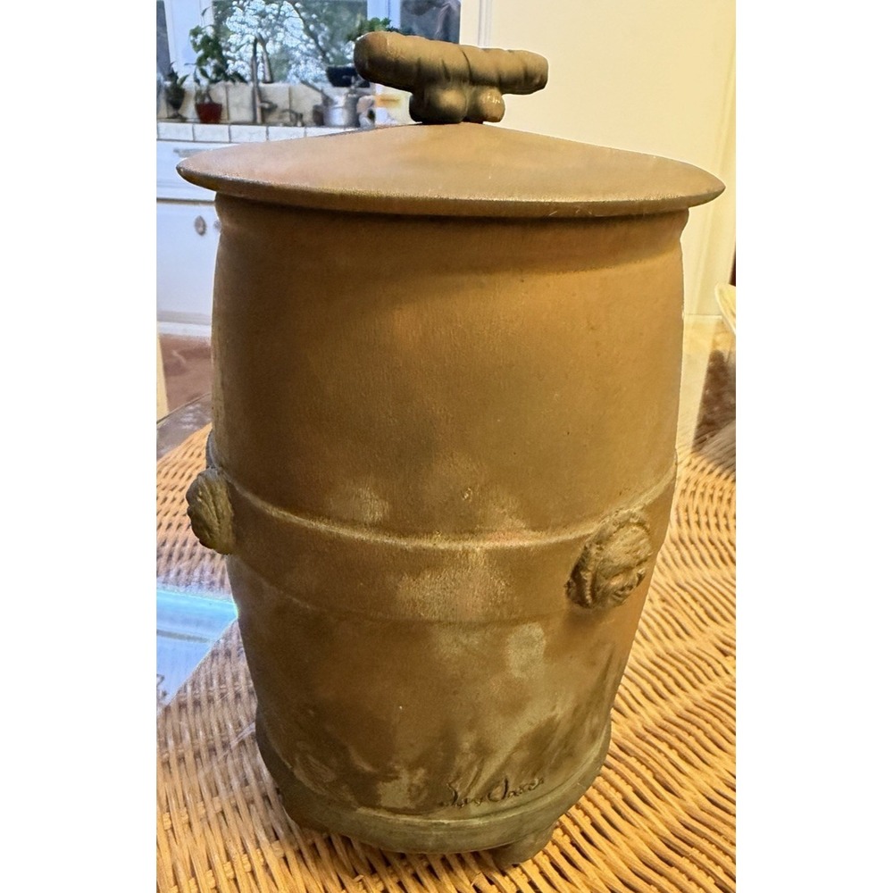 Vintage  Y2K Jon Oakes Raku Pottery Vase Signed Numbered LIDDED JAR URN CANISTER